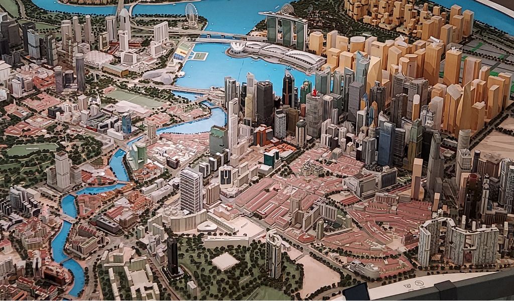 シンガポールの都市を再現した模型の写真