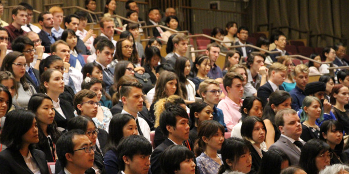 Akita International University international students at matriculation ceremony
