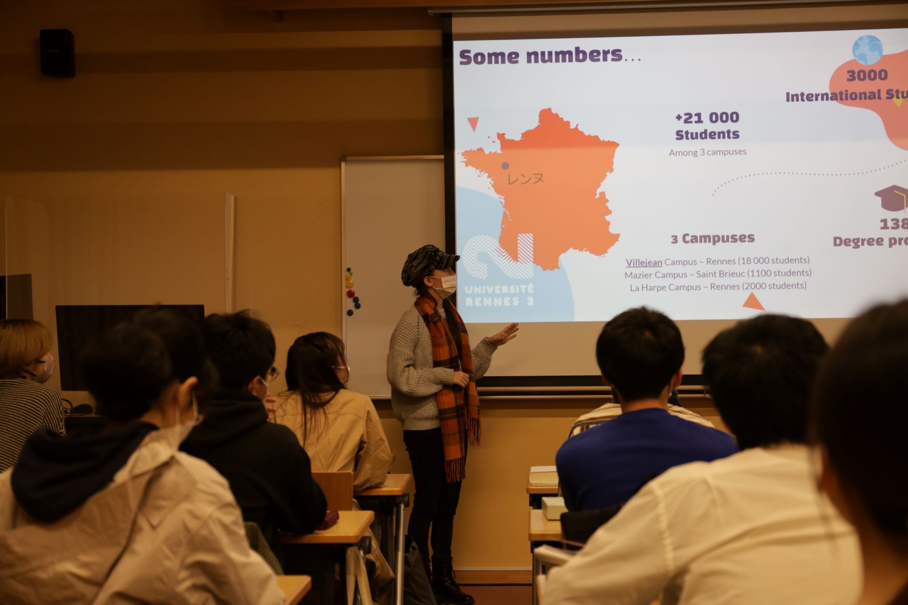 An international exchange student giving a presentation
